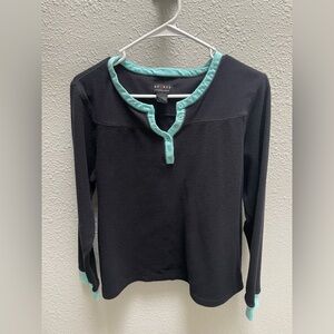 ❤️‍🔥3/$27❤️‍🔥axcess a Liz Claiborne Long Sleeve Top - Size 1X - Black/Aqua - EUC